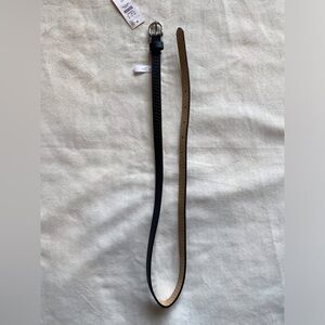 NWT Talbots Black Skinny Perforated Belt with Silver Hardware